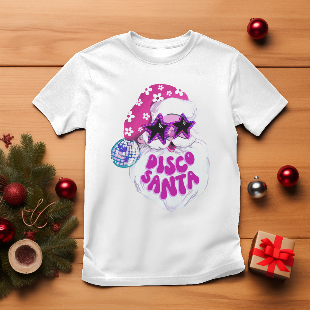Funny Pink Santa Retro Groovy Funky Disco Christmas Cool Sunglass T Shirt TS09 White Printyourwear