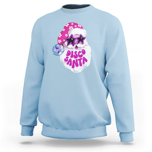 Funny Pink Santa Retro Groovy Funky Disco Christmas Cool Sunglass Sweatshirt TS09 Light Blue Printyourwear