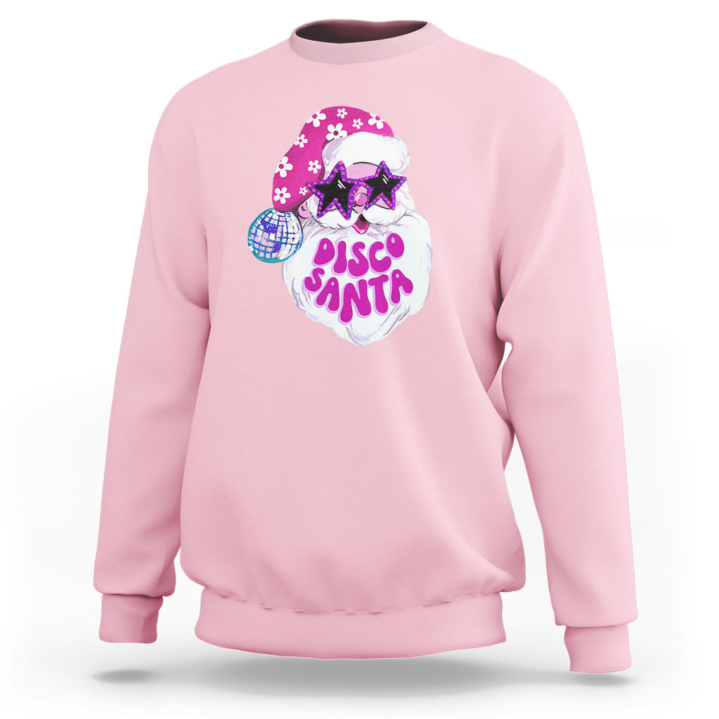 Funny Pink Santa Retro Groovy Funky Disco Christmas Cool Sunglass Sweatshirt TS09 Light Pink Printyourwear