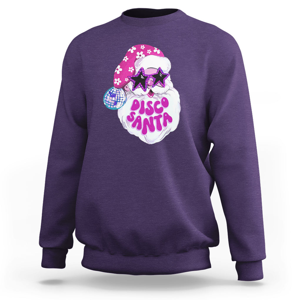 Funny Pink Santa Retro Groovy Funky Disco Christmas Cool Sunglass Sweatshirt TS09 Purple Printyourwear