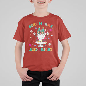 Stay Marry and bright Groovy Christmas Hippie Santa Clause T Shirt For Kid TS09 Red Printyourwear