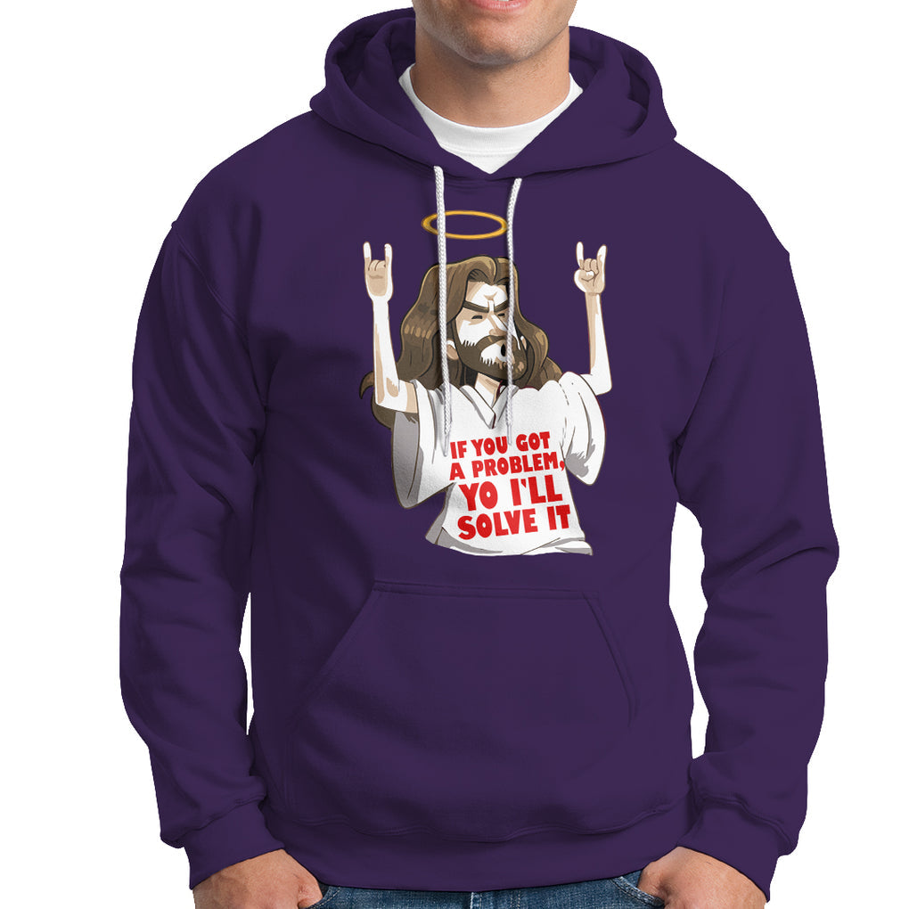 Jesus Meme Yo I'll Solve It If You Got A Problem Christian Hoodie TS09 Purple Printyourwear