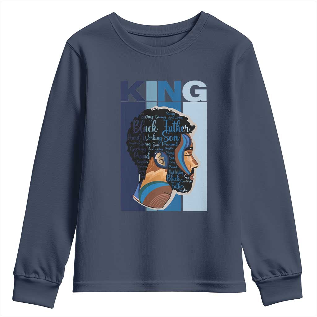 African American Dad Youth Sweatshirt Black History King Melanin Father Pride TS09 Navy Print Your Wear