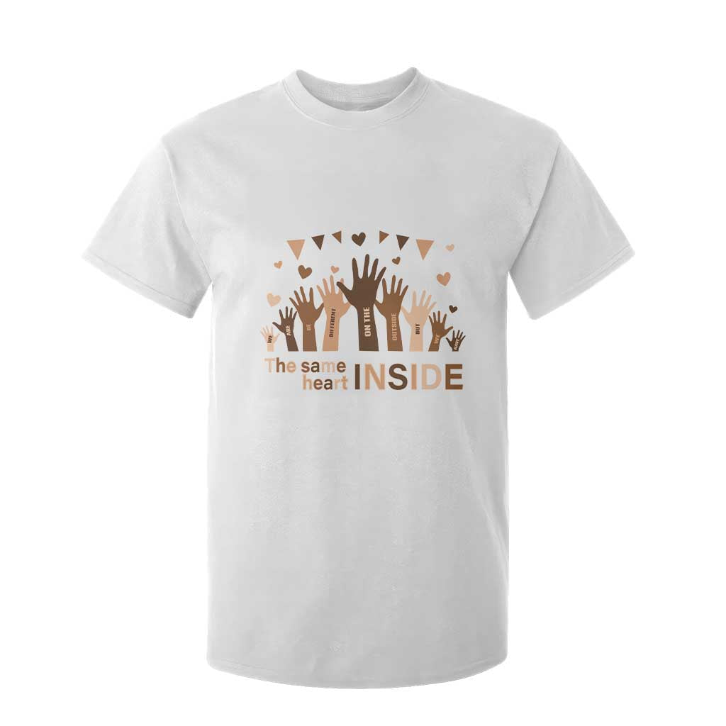Black History Month T Shirt For Kid We Can Be Different On The Outside But We Have The Same Heart TS09 White Print Your Wear