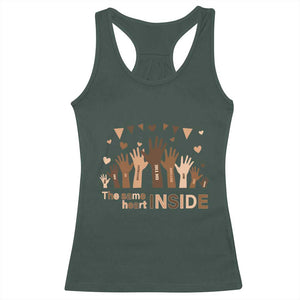 Black History Month Racerback Tank Top We Can Be Different On The Outside But We Have The Same Heart TS09 Dark Forest Green Print Your Wear