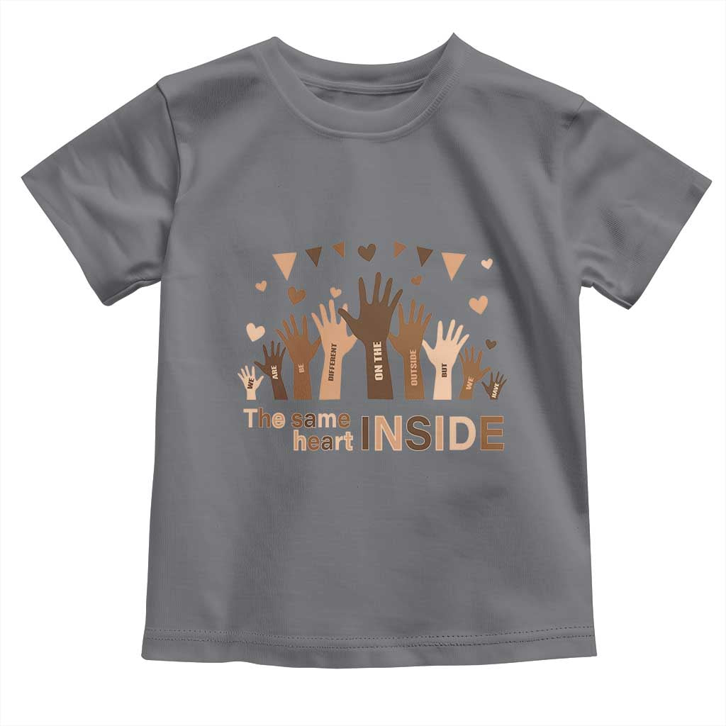 Black History Month Toddler T Shirt We Can Be Different On The Outside But We Have The Same Heart TS09 Charcoal Print Your Wear