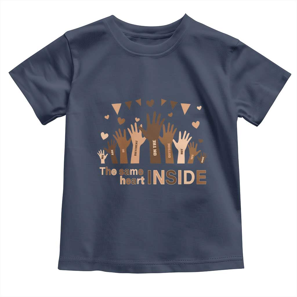 Black History Month Toddler T Shirt We Can Be Different On The Outside But We Have The Same Heart TS09 Navy Print Your Wear