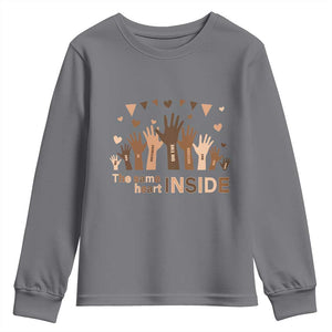 Black History Month Youth Sweatshirt We Can Be Different On The Outside But We Have The Same Heart TS09 Charcoal Print Your Wear