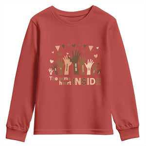 Black History Month Youth Sweatshirt We Can Be Different On The Outside But We Have The Same Heart TS09 Red Print Your Wear