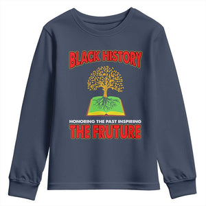 Black History Month Youth Sweatshirt Honoring The Past Inspiring The Future TS09 Navy Print Your Wear