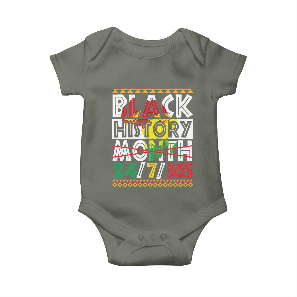 Black History Baby Onesie 24/7/365 Pride African American TS09 Military Green Print Your Wear