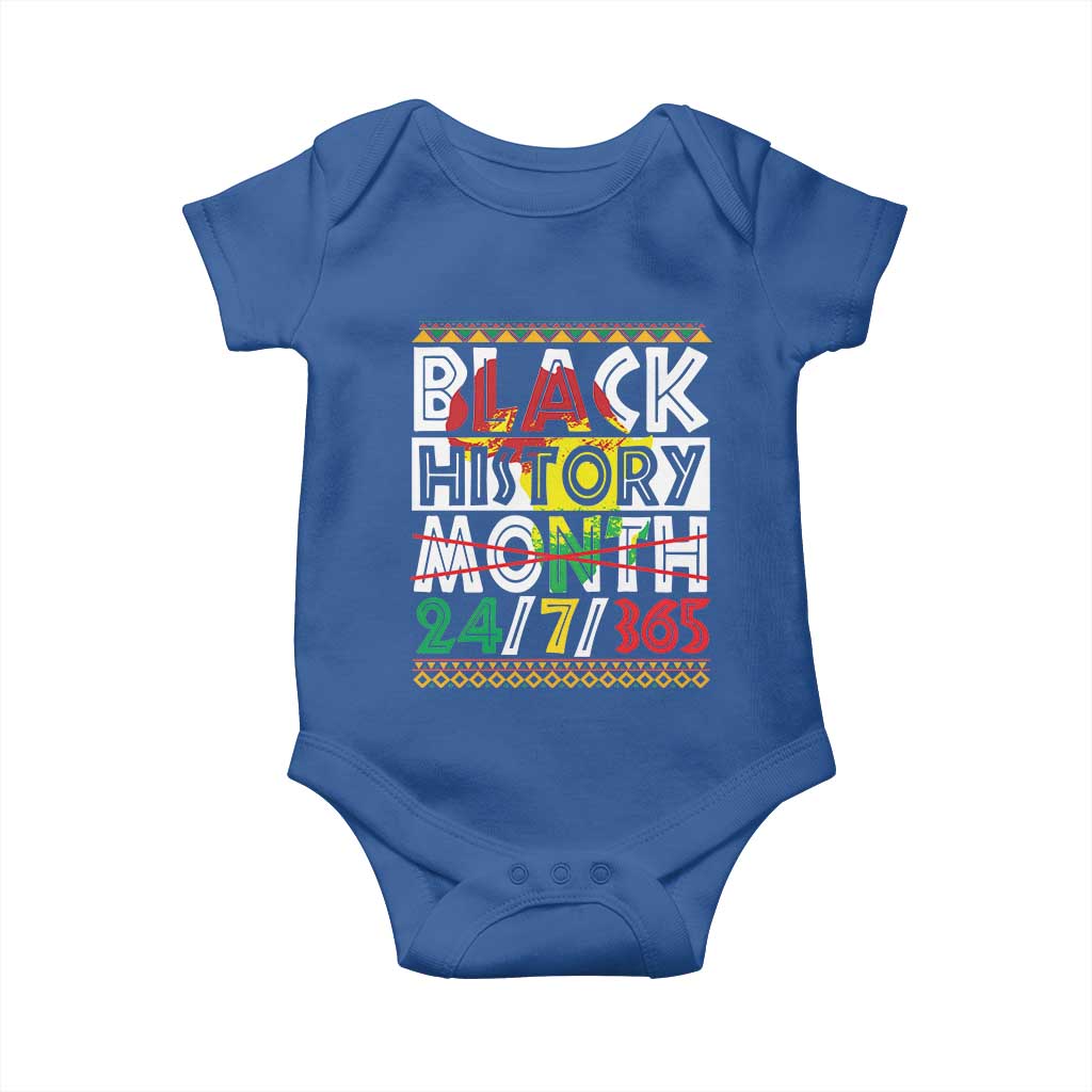 Black History Baby Onesie 24/7/365 Pride African American TS09 Royal Blue Print Your Wear
