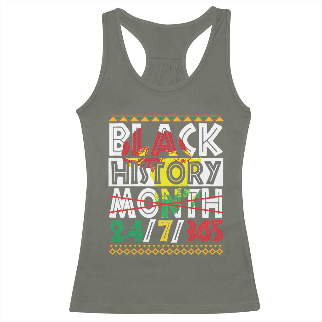 Black History Racerback Tank Top 24/7/365 Pride African American TS09 Military Green Print Your Wear