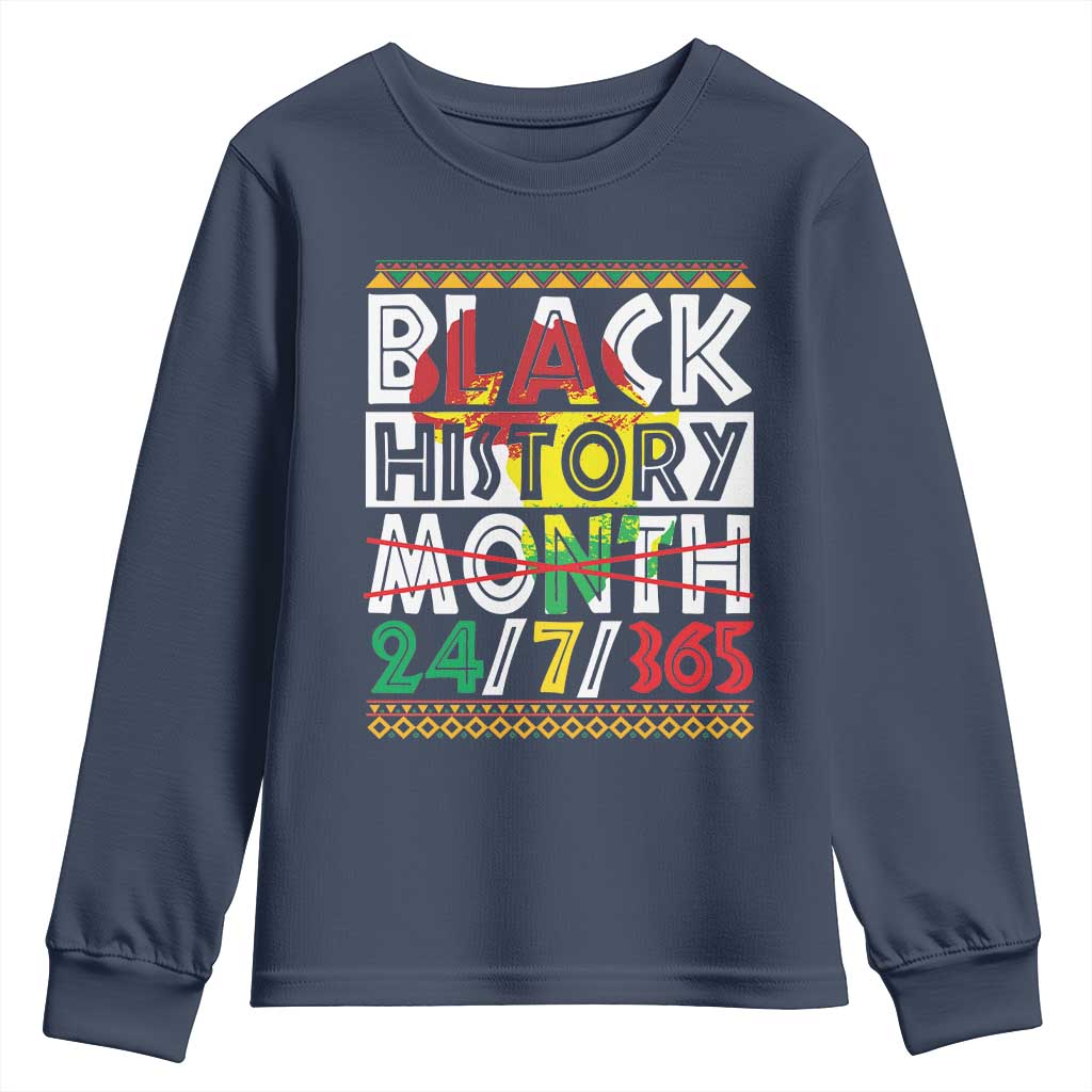 Black History Youth Sweatshirt 24/7/365 Pride African American TS09 Navy Print Your Wear
