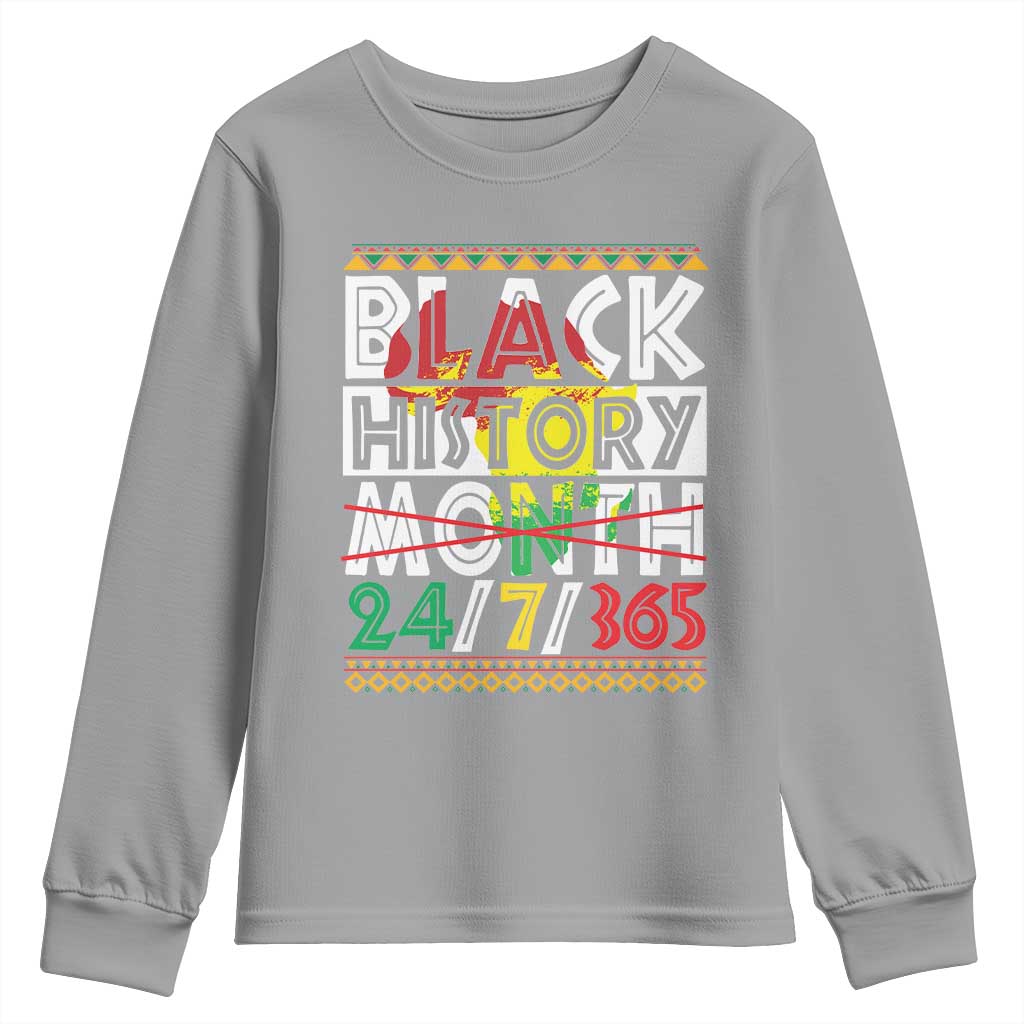 Black History Youth Sweatshirt 24/7/365 Pride African American TS09 Sport Gray Print Your Wear