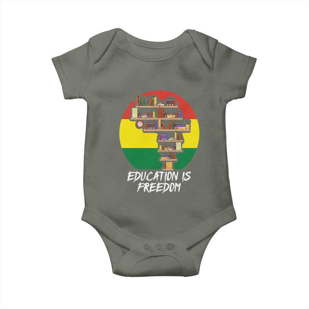 Black History Month Baby Onesie Education Is Freedom African American Educator TS09 Military Green Print Your Wear