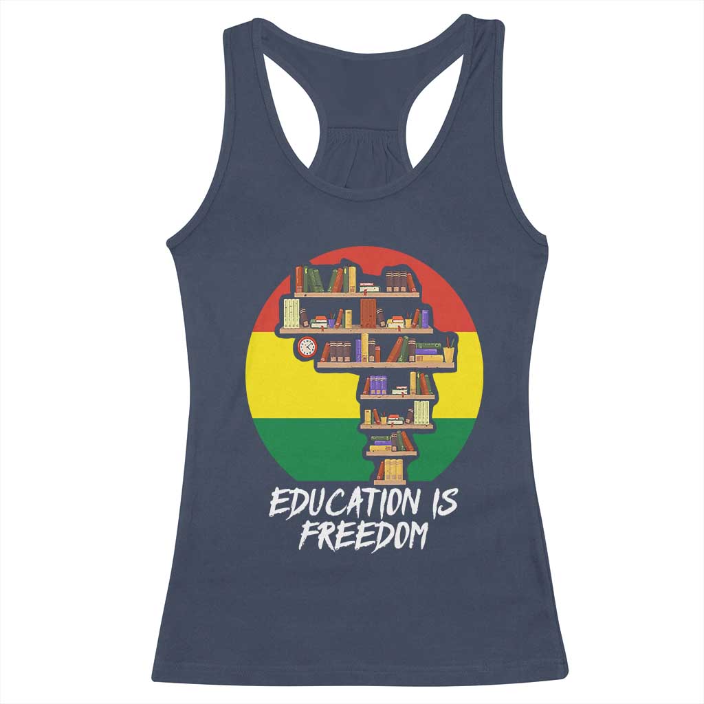 Black History Month Racerback Tank Top Education Is Freedom African American Educator TS09 Navy Print Your Wear