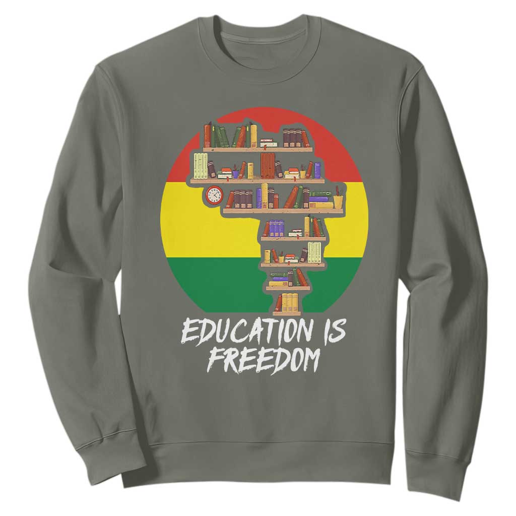 Black History Month Sweatshirt Education Is Freedom African Americans TS09 Military Green Printyourwear
