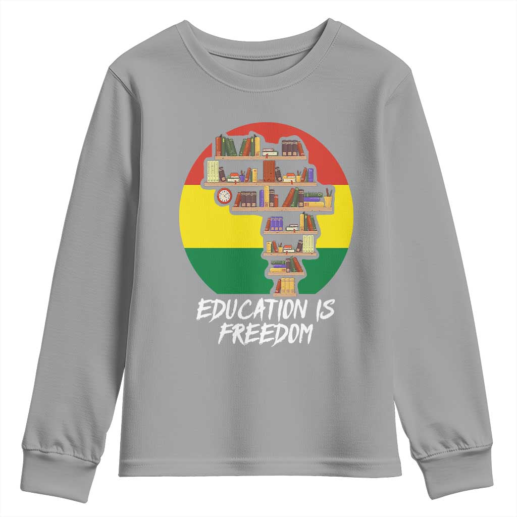 Black History Month Youth Sweatshirt Education Is Freedom African American Educator TS09 Sport Gray Print Your Wear