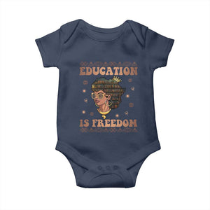 Black Teacher Baby Onesie Education Is Freedom Black History Month TS09 Navy Print Your Wear