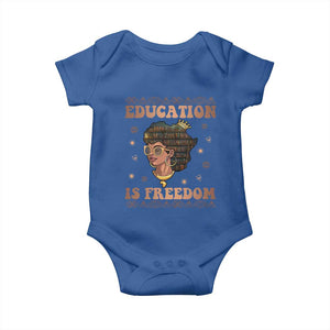 Black Teacher Baby Onesie Education Is Freedom Black History Month TS09 Royal Blue Print Your Wear