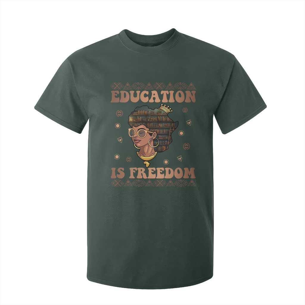 Black Teacher T Shirt For Kid Education Is Freedom Black History Month TS09 Dark Forest Green Print Your Wear