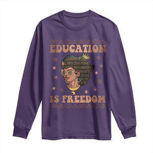 Black Teacher Long Sleeve Shirt Education Is Freedom Black History Month TS09 Purple Print Your Wear
