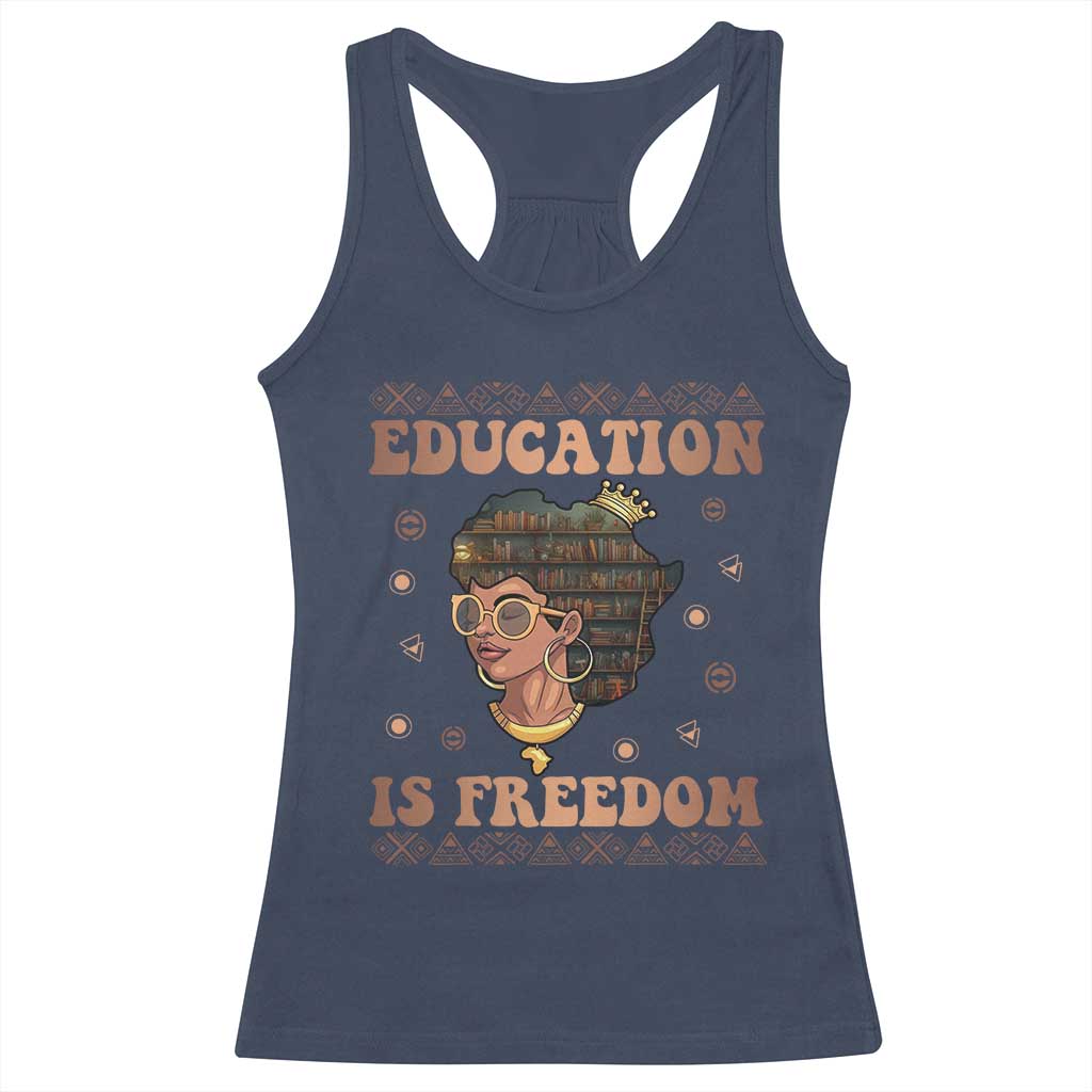 Black Teacher Racerback Tank Top Education Is Freedom Black History Month TS09 Navy Print Your Wear