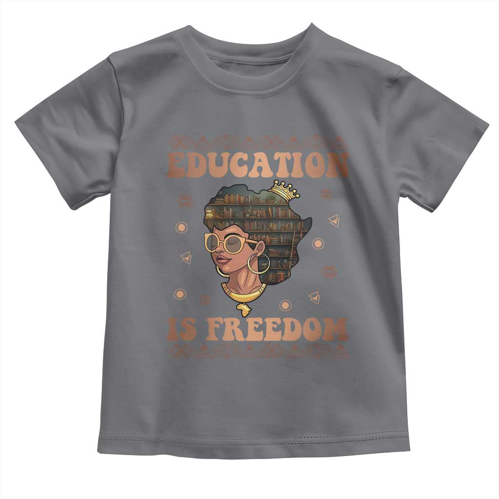 Black Teacher Toddler T Shirt Education Is Freedom Black History Month TS09 Charcoal Print Your Wear