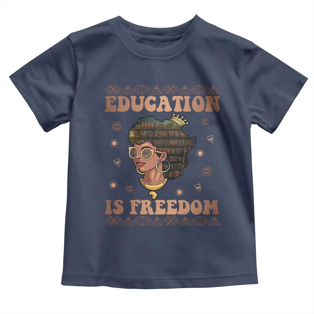 Black Teacher Toddler T Shirt Education Is Freedom Black History Month TS09 Navy Print Your Wear