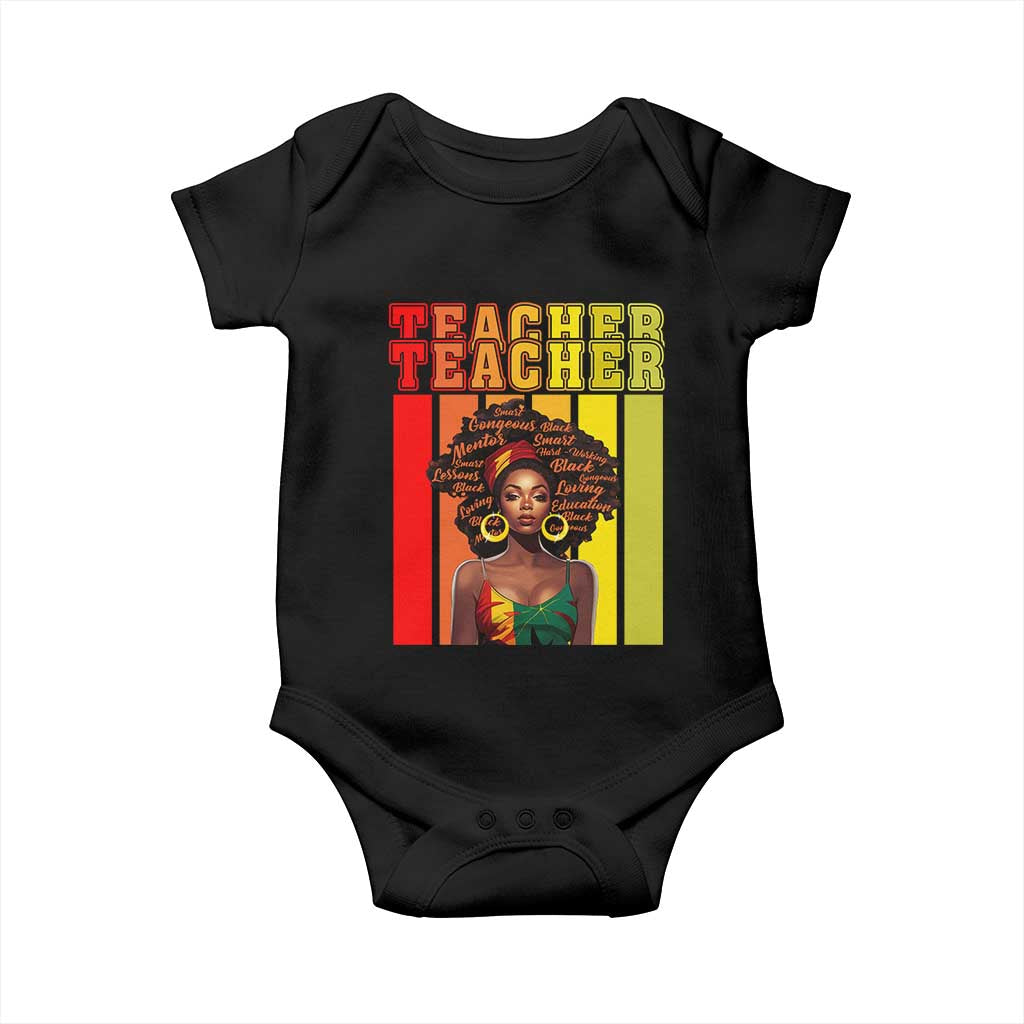 Black Teacher Baby Onesie African American Women School Educate TS09 Black Print Your Wear