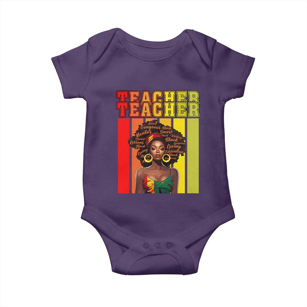 Black Teacher Baby Onesie African American Women School Educate TS09 Purple Print Your Wear