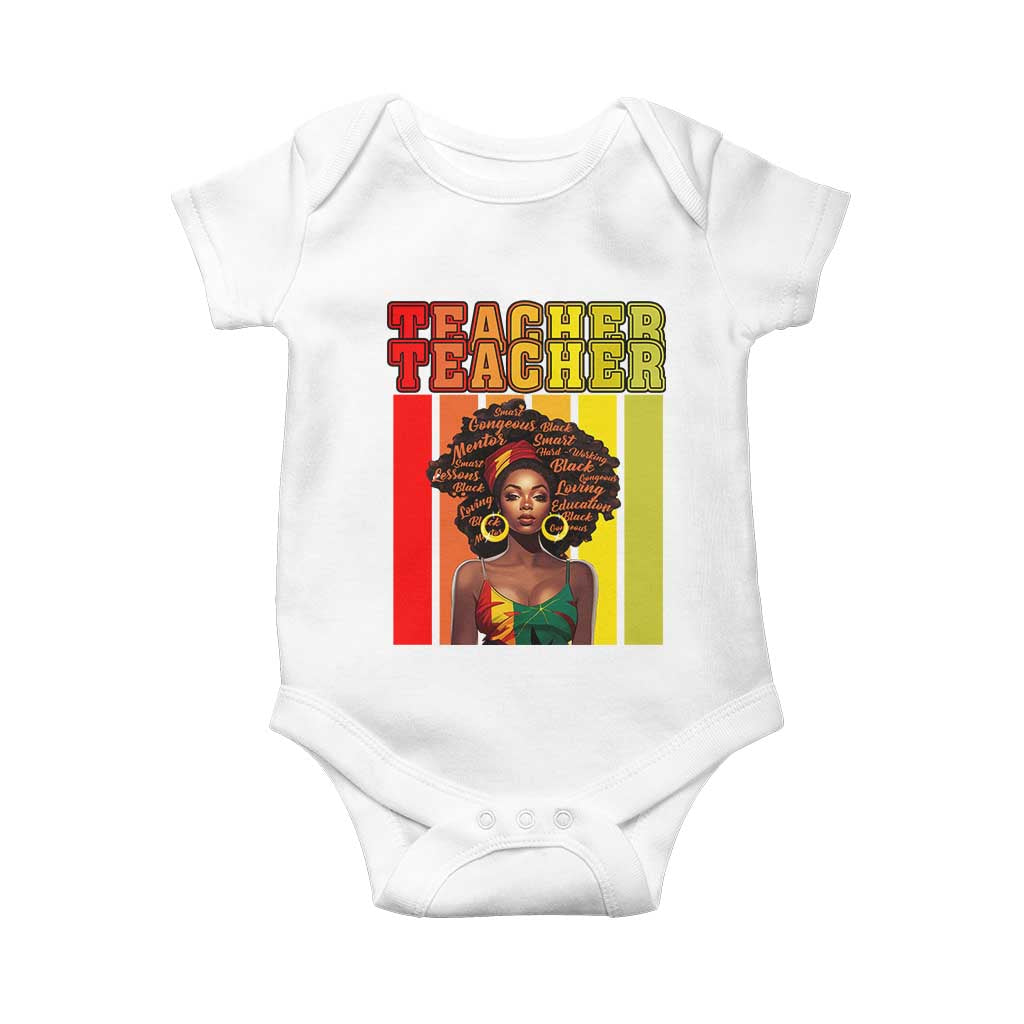 Black Teacher Baby Onesie African American Women School Educate TS09 White Print Your Wear