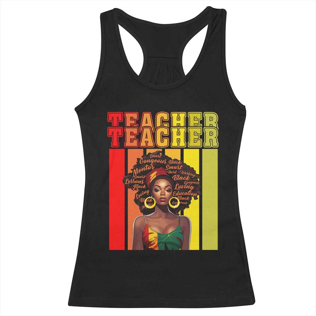 Black Teacher Racerback Tank Top African American Women School Educate TS09 Black Print Your Wear