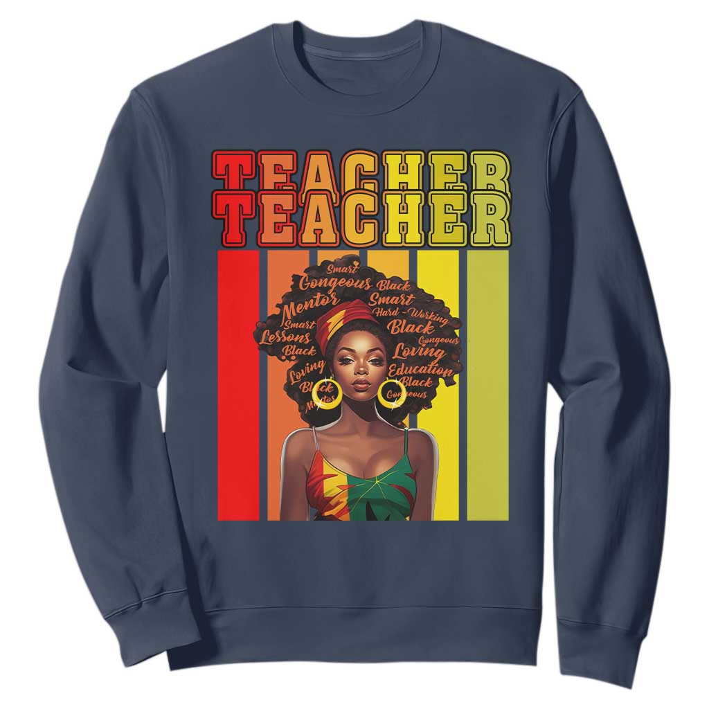 Black History Month Sweatshirt Teacher Women African Americans School Educate TS09 Navy Printyourwear