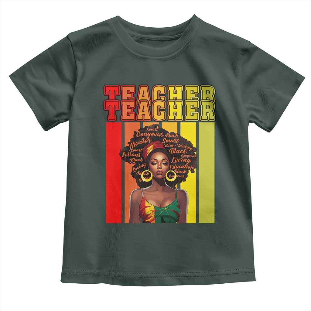 Black Teacher Toddler T Shirt African American Women School Educate TS09 Dark Forest Green Print Your Wear