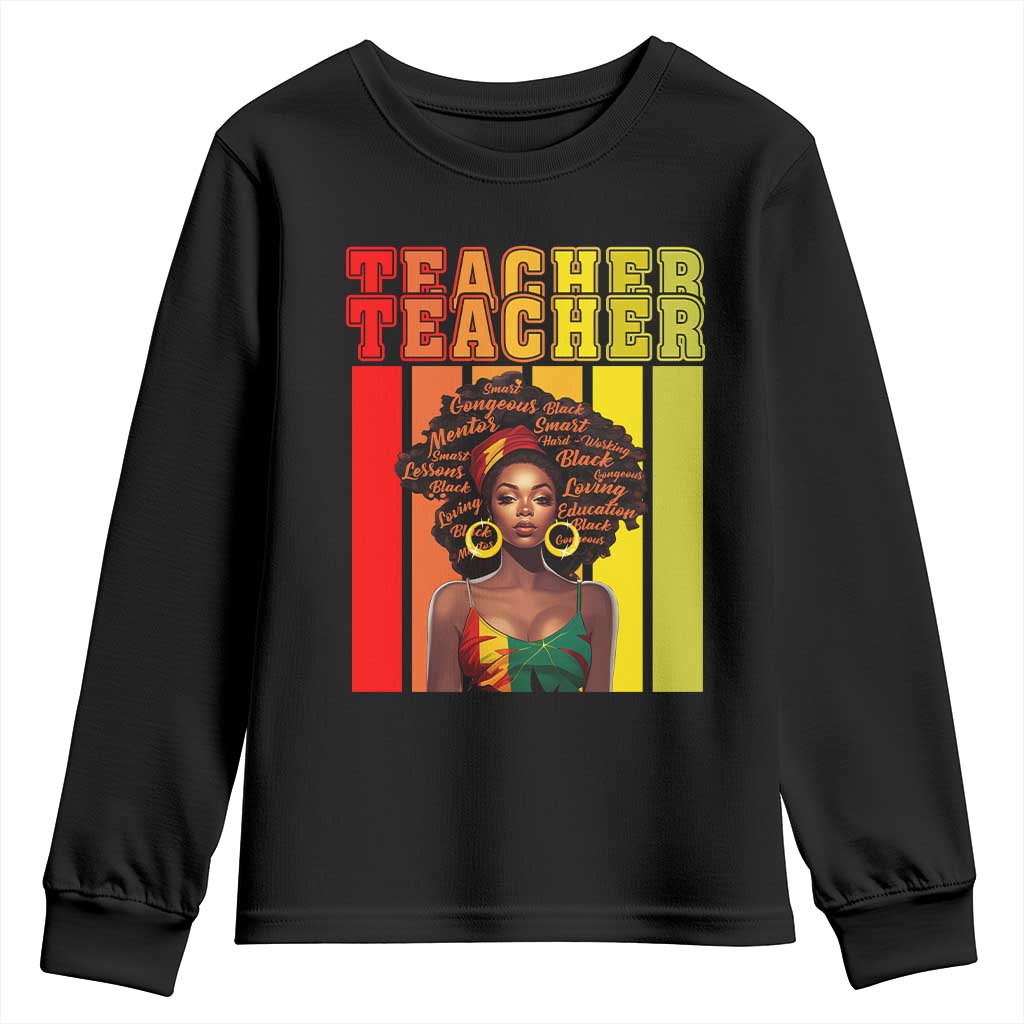 Black Teacher Youth Sweatshirt African American Women School Educate TS09 Black Print Your Wear