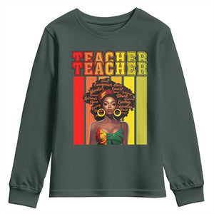 Black Teacher Youth Sweatshirt African American Women School Educate TS09 Dark Forest Green Print Your Wear