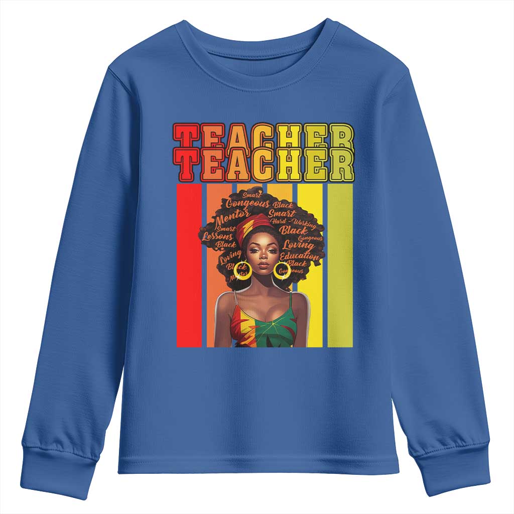 Black Teacher Youth Sweatshirt African American Women School Educate TS09 Royal Blue Print Your Wear