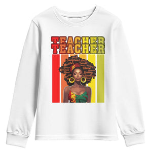 Black Teacher Youth Sweatshirt African American Women School Educate TS09 White Print Your Wear