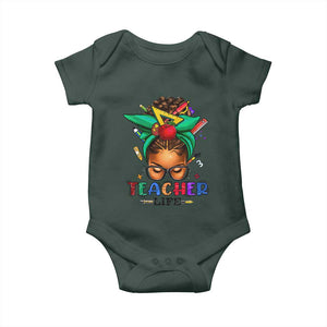 Black Teacher Life Baby Onesie Messy Bun African American Educated TS09 Print Your Wear