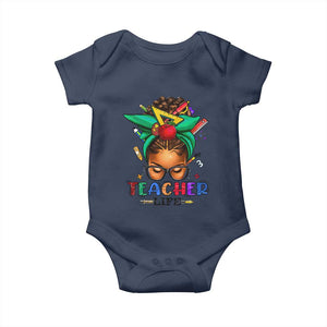 Black Teacher Life Baby Onesie Messy Bun African American Educated TS09 Navy Print Your Wear
