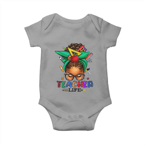 Black Teacher Life Baby Onesie Messy Bun African American Educated TS09 Sport Gray Print Your Wear