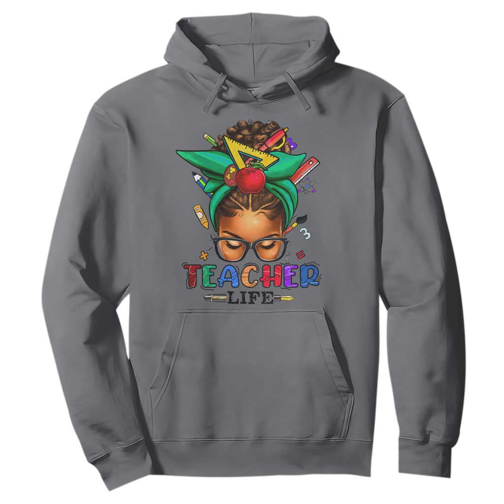 Black Teacher Life Messy Bun African American Educate Hoodie TS09 Charcoal Printyourwear
