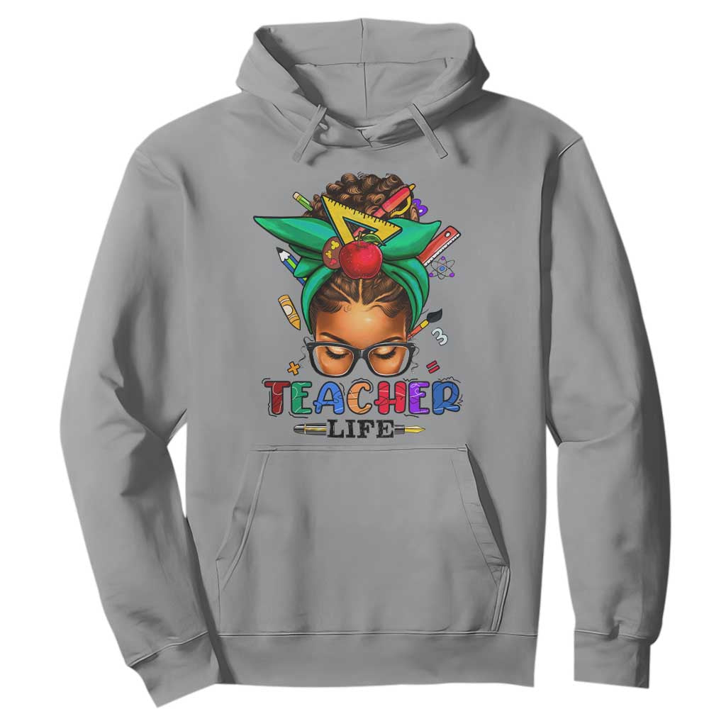Black Teacher Life Messy Bun African American Educate Hoodie TS09 Sport Gray Printyourwear
