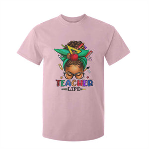 Black Teacher Life T Shirt For Kid Messy Bun African American Educated TS09 Light Pink Print Your Wear