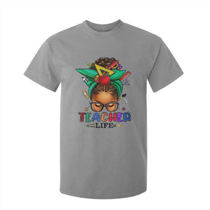 Black Teacher Life T Shirt For Kid Messy Bun African American Educated TS09 Sport Gray Print Your Wear