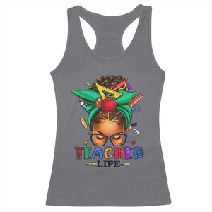 Black Teacher Life Racerback Tank Top Messy Bun African American Educated TS09 Charcoal Print Your Wear
