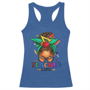Black Teacher Life Racerback Tank Top Messy Bun African American Educated TS09 Royal Blue Print Your Wear