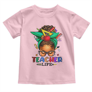 Black Teacher Life Toddler T Shirt Messy Bun African American Educated TS09 Light Pink Print Your Wear